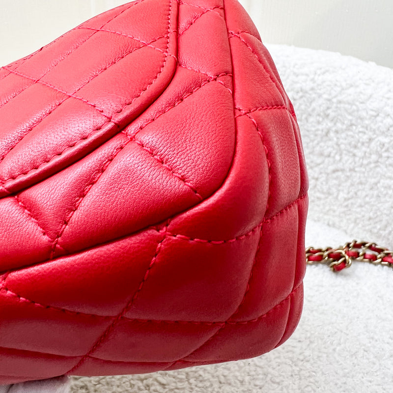 Chanel Pearl Crush Mini Square Flap in Red Lambskin and AGHW