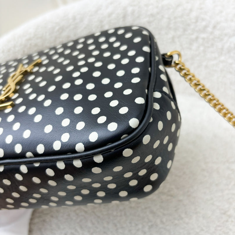 Saint Laurent YSL Lou Camera Bag in Mono Polka Dots Calf Leather and GHW