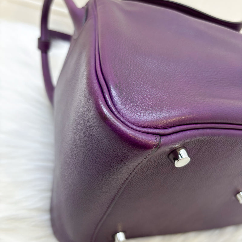 Hermes Lindy 30 in Dark Purple (Likely Cassis) Evercolor Leather and PHW