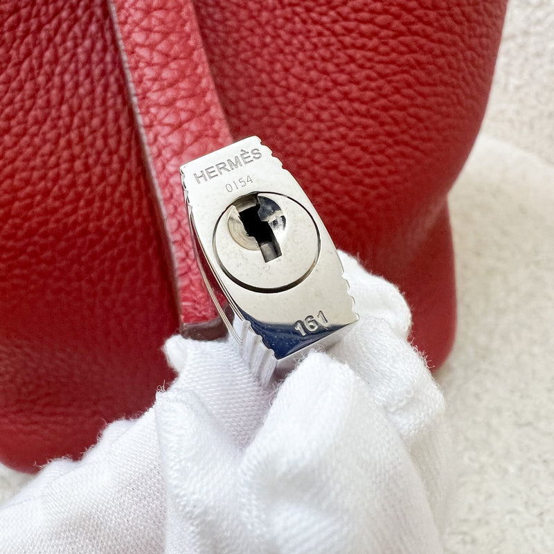 Hermes Picotin Lock 18 in Rouge Garance Clemence Leather PHW