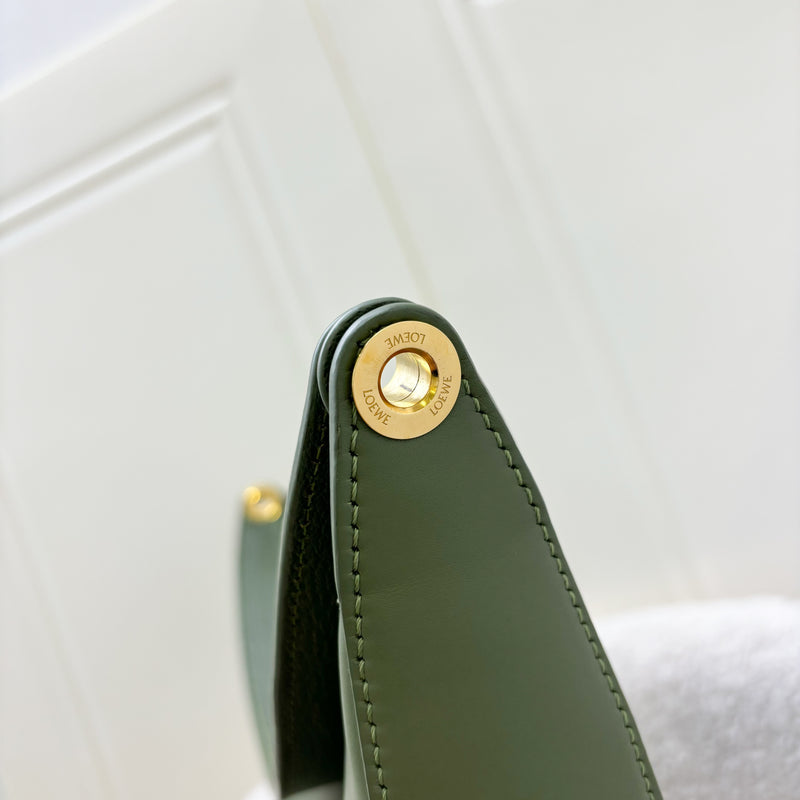 Loewe Luna Shoulder Bag in Olive Green Satin Calfskin and GHW