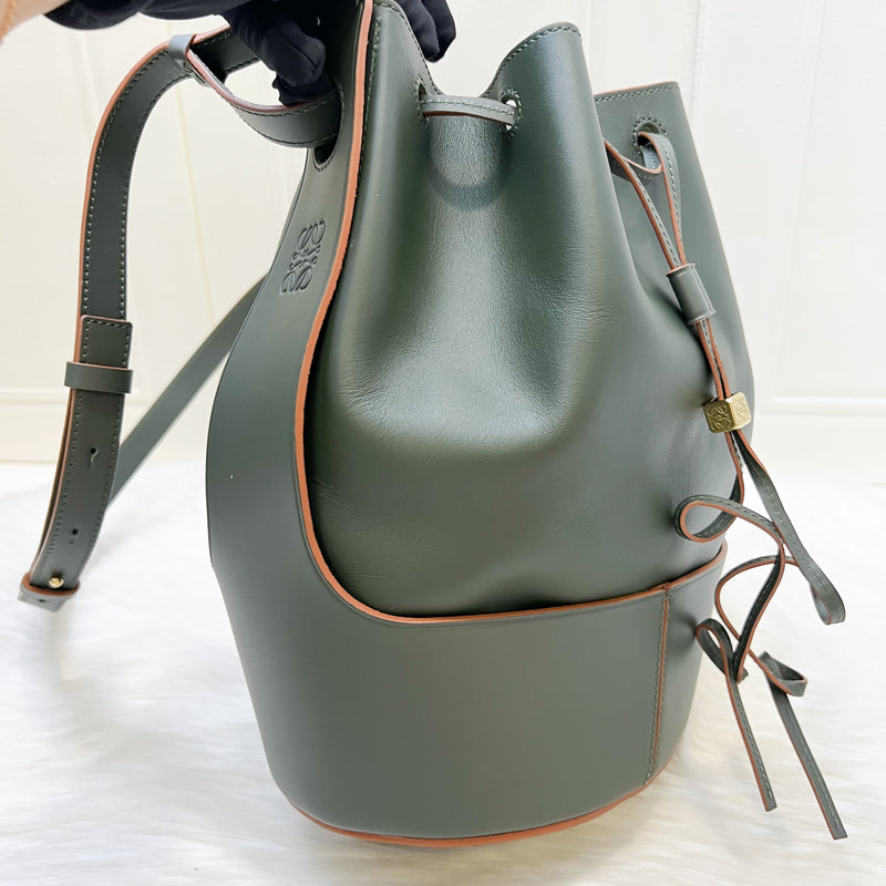 Loewe Balloon Bag in Dark Olive Green Calfskin and GHW