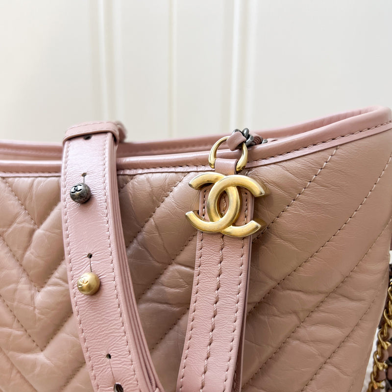 Chanel Medium (New Large) Gabrielle Hobo Bag in Nude Pink Chevron Calfskin and 3-tone HW