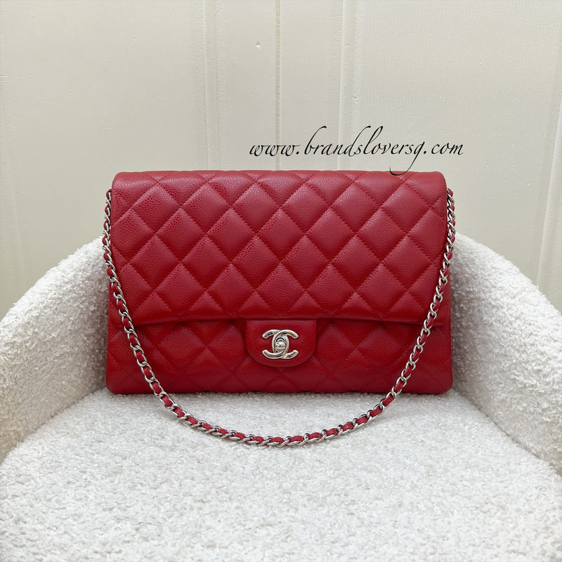 Chanel Timeless Clutch with Chain in Red Caviar and SHW