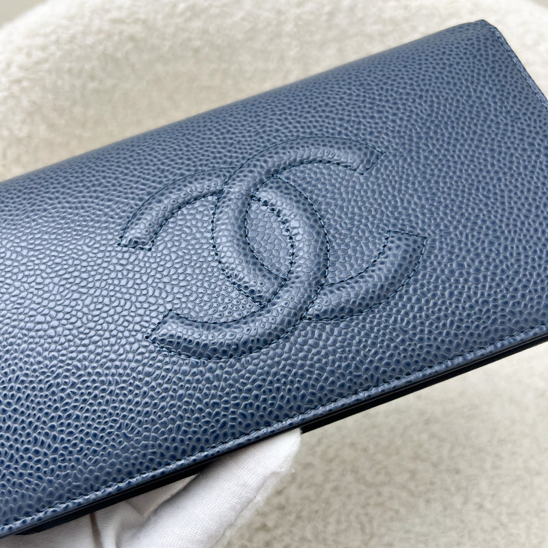 Chanel Timeless CC Long Wallet in Navy Blue Caviar and SHW