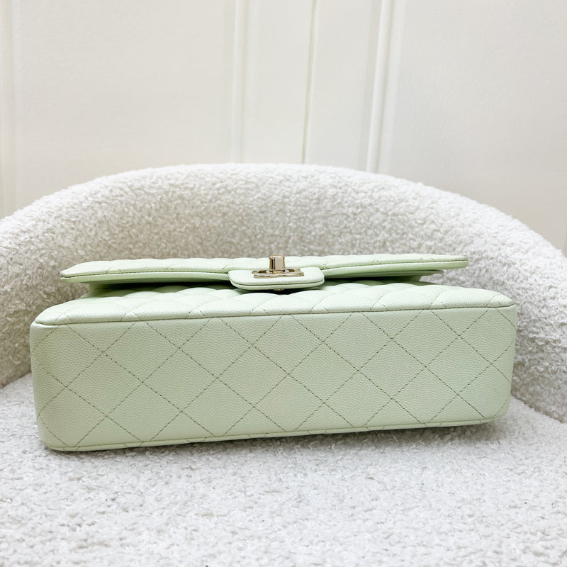 Chanel Medium Classic Flap CF in 22C Apple Green Caviar and LGHW