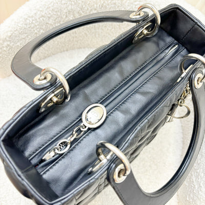 Dior Medium Lady Dior in Black Lambskin and SHW (New Version with Adjustable Strap)