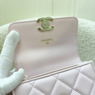 Chanel Seasonal Top Handle Mini Bag / Clutch on Chain in Pink Lambskin and GHW