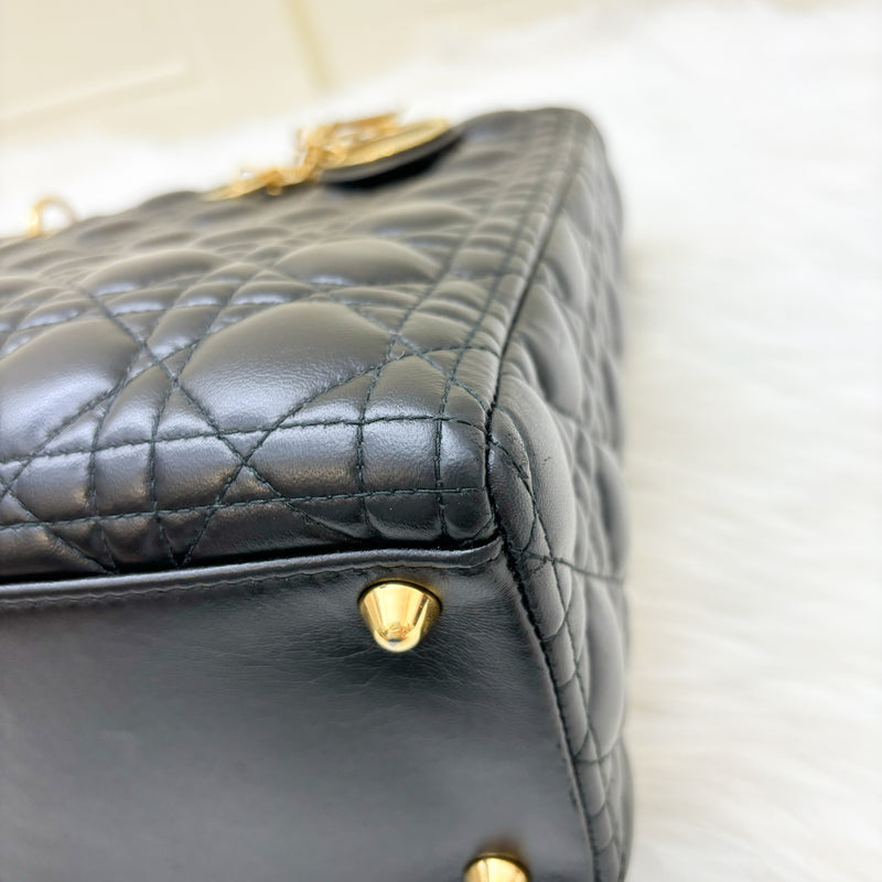 Dior Large Lady Dior in Black Lambskin and GHW