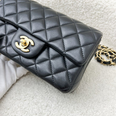 Chanel Classic Mini Rectangle Flap in Black Lambskin and LGHW