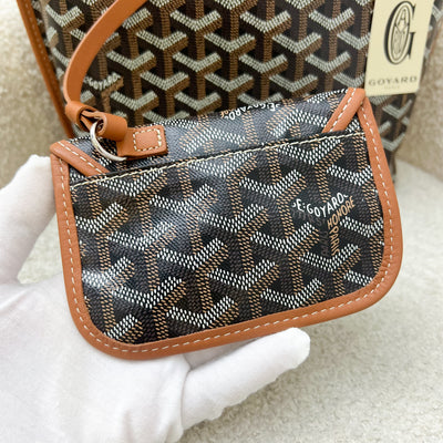 Goyard Mini Anjou Tote Bag in Black Goyardine Canvas with Camel Trim