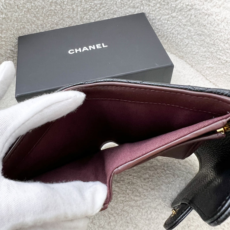 Chanel Classic Medium Trifold Wallet in Black Caviar and LGHW