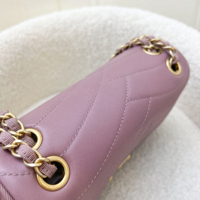 Chanel 16C Pagoda Small Flap in Dark Pink Lambskin and Gosgrain and AGHW