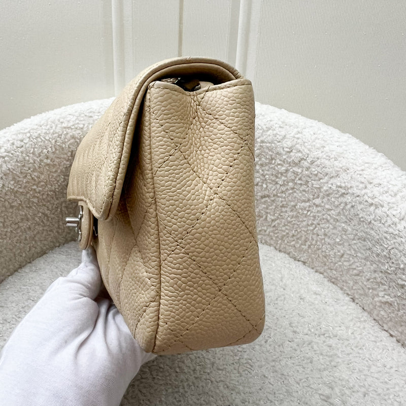 Chanel East West Flap Bag in Beige Caviar and SHW