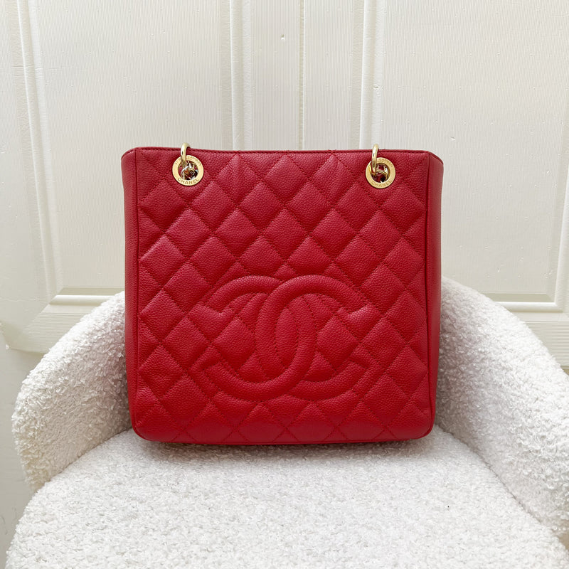 Chanel Petite Shopping Tote PST in Red Caviar GHW
