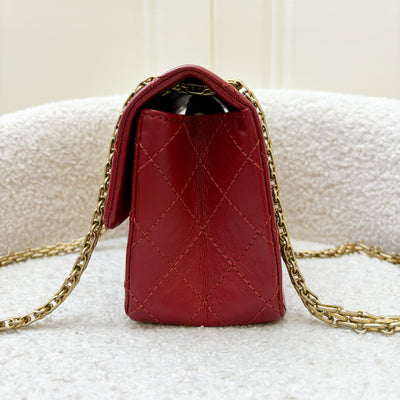 Chanel Classic 2.55 Reissue Mini Flap in Red Distressed Calfskin and AGHW