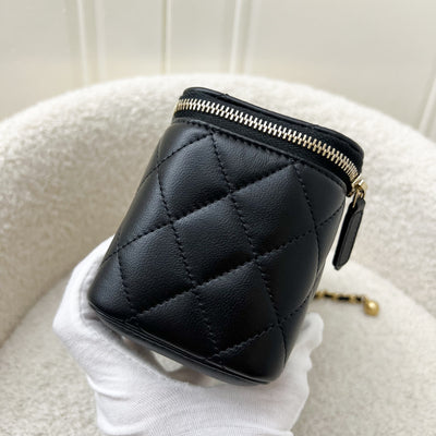 Chanel Pearl Crush Adjustable Chain Small Vanity in Black Lambskin and AGHW (Model: AP2303)