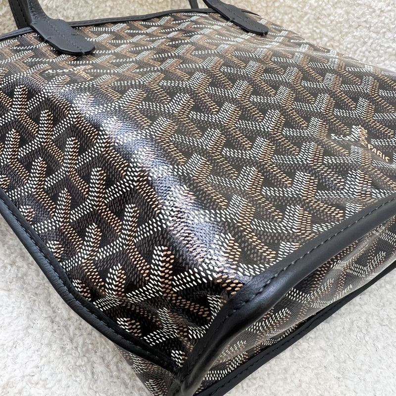 Goyard Mini Anjou Tote Bag in Black Goyardine Canvas and Leather