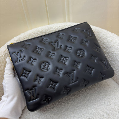 LV Coussin BB Handbag in Black Puffy Embossed Lambskin and GHW (Model: M20574)