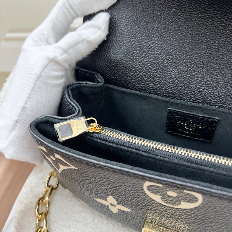 LV Pochette Metis East West in Black and Creme Giant Monogram Empreinte Leather and GHW