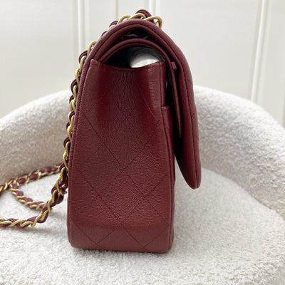 Chanel Classic Jumbo Double Flap in 18C Burgundy Dark Red Iridescent Caviar and AGHW