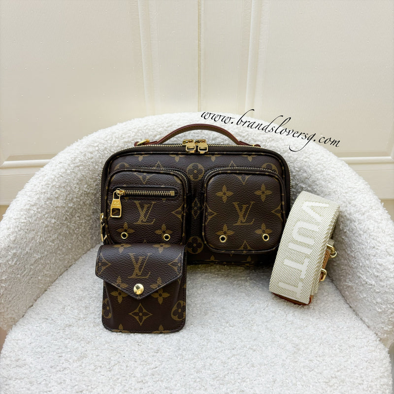 LV Utility Bag in Monogram Canvas and GHW with Beige Canvas Strap