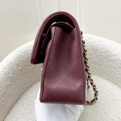 Chanel Small Classic Flap CF in Burgundy Lambskin and LGHW