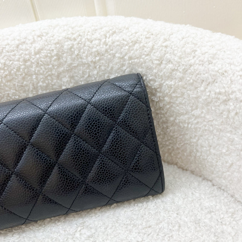 Chanel Classic Long Wallet in Black Caviar and GHW