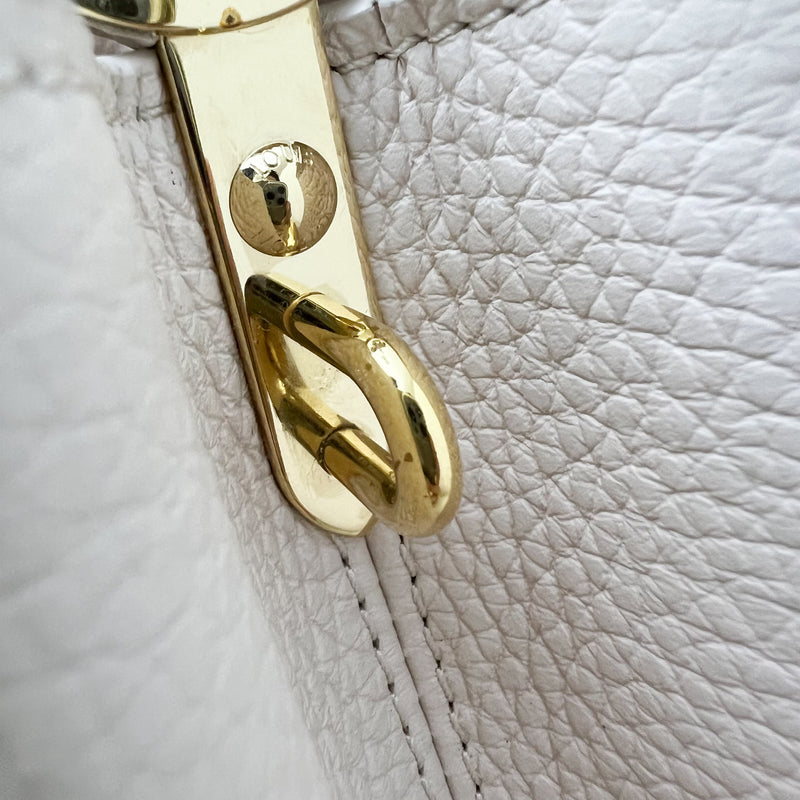 LV Capucines BB in Quartz (Cream) Calfskin, Pink and Cream Enamel and GHW