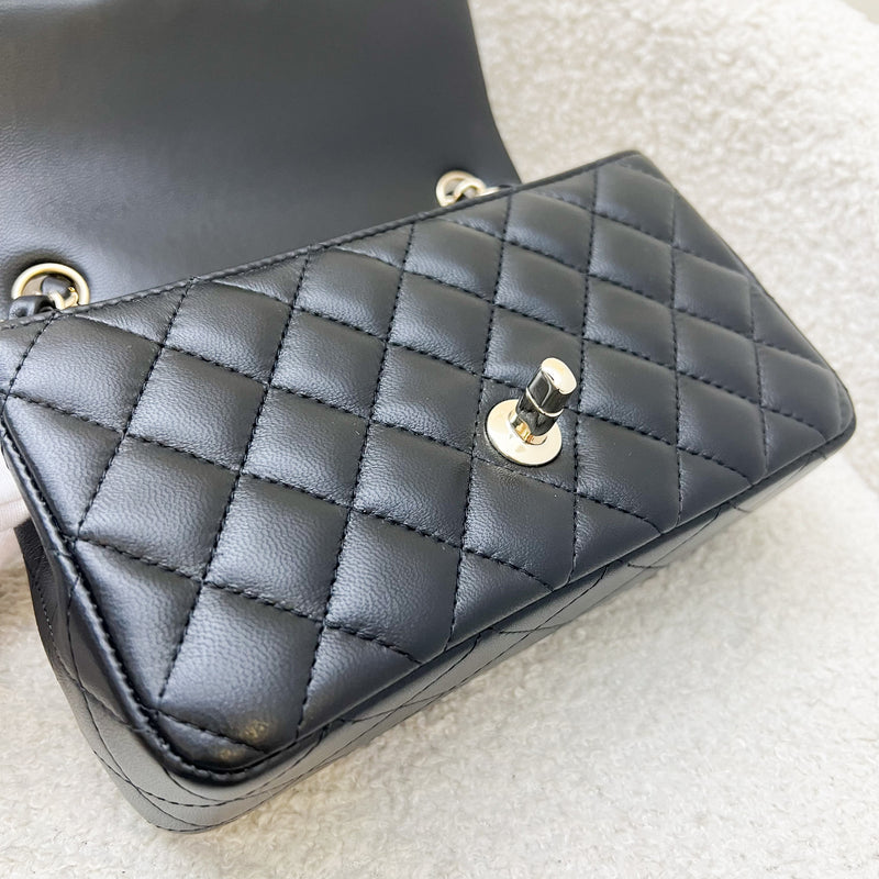 Chanel Classic Mini Rectangle Flap in Black Lambskin and LGHW