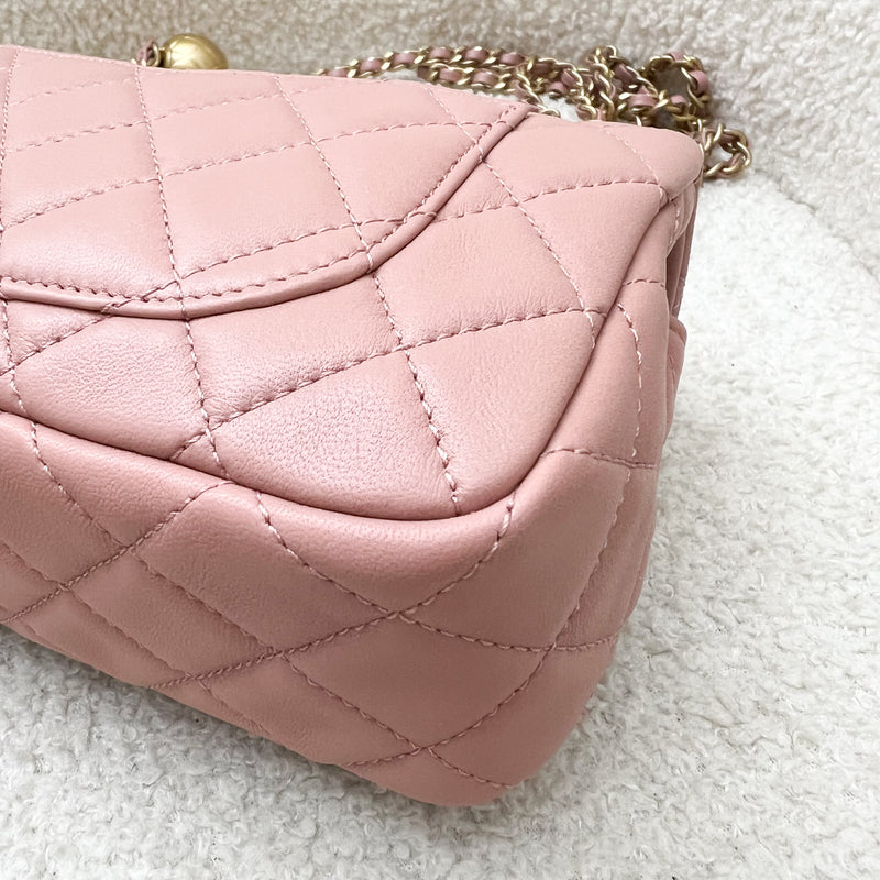 Chanel Pearl Crush Mini Rectangle Flap in 21B Rose Pink Lambskin and AGHW