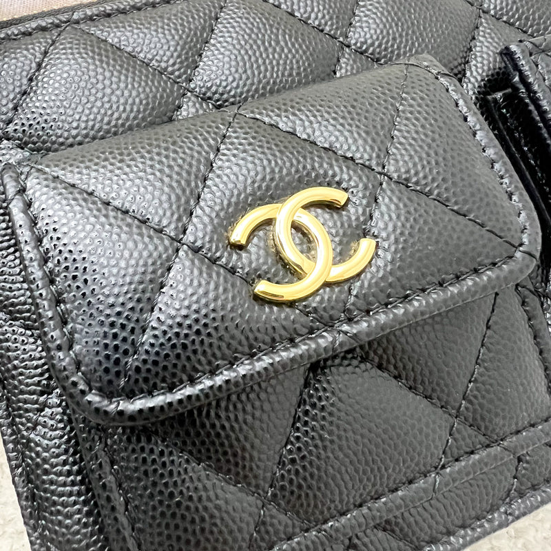 Chanel Wristlet Clutch in Black Caviar and GHW