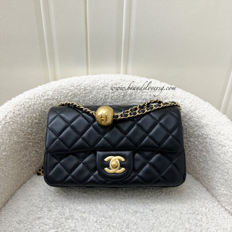 Chanel Pearl Crush Mini Rectangular Flap in Black Lambskin and AGHW (Model: AS1787)