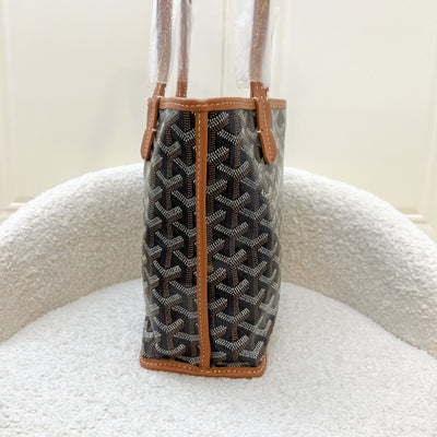 Goyard Mini Anjou in Black Goyardine Canvas with Camel Trim