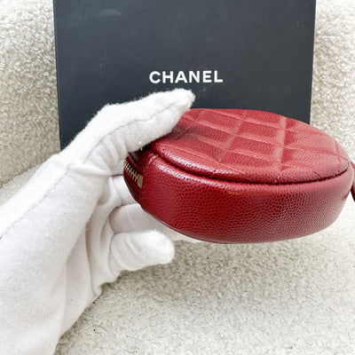 Chanel Round Coin Purse in Burgundy Caviar and LGHW