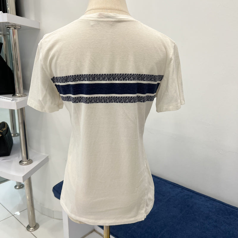 Dior White and Navy Blue Cotton Jersey T-shirt Sz S