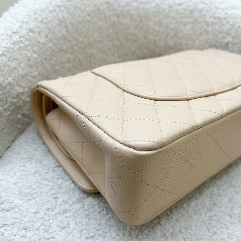 Chanel Medium Classic Flap CF in Beige Clair Caviar and GHW