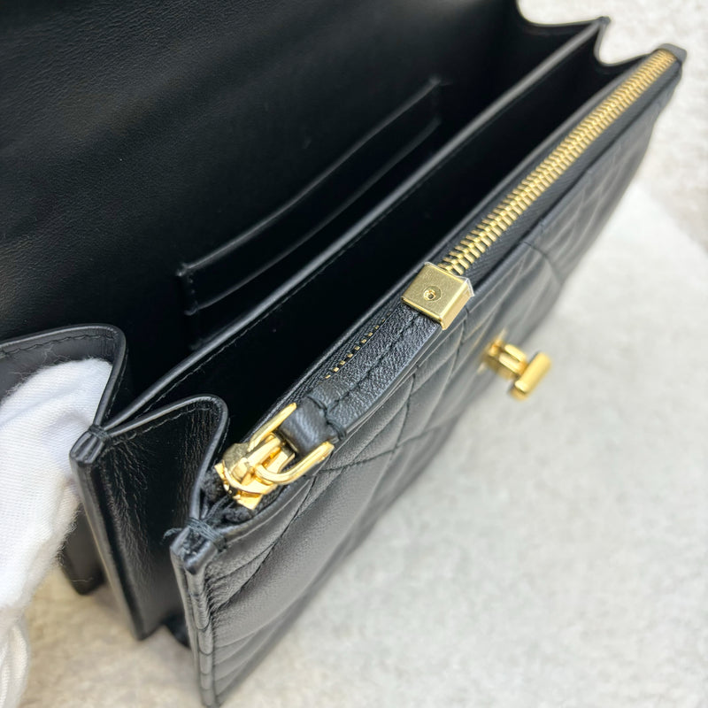 Dior Miss Caro Mini Flap Bag in Black Macrocannage Lambskin and GHW