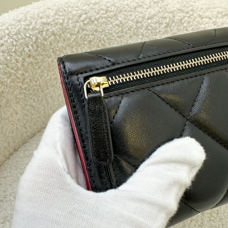 Chanel 19 Compact Trifold Wallet in Black Lambskin and AGHW