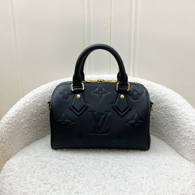 LV Speedy Bandouliere 20 in Black Giant Monogram Empreinte Leather and GHW