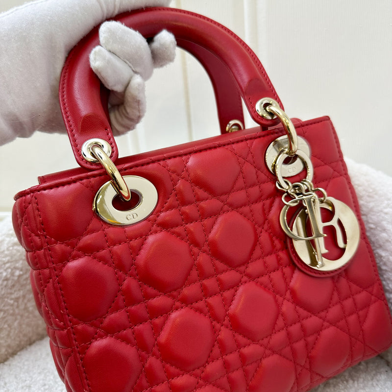 Dior Small MyLadyDior Lady Dior in Red Lambskin and LGHW