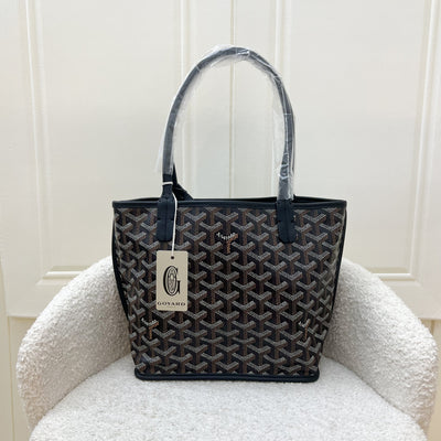 Goyard Mini Anjou Tote Bag in Black Goyardine Canvas and Leather