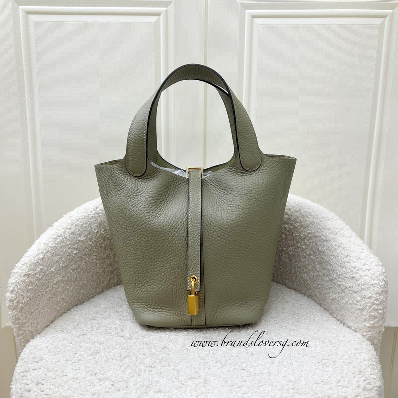 Hermes Picotin 18 in Sage Clemence Leather and GHW