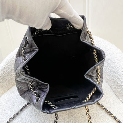 Chanel Gabrielle Small Backpack in 19S Iridescent Black Distressed Calfskin and 3-Tone HW
