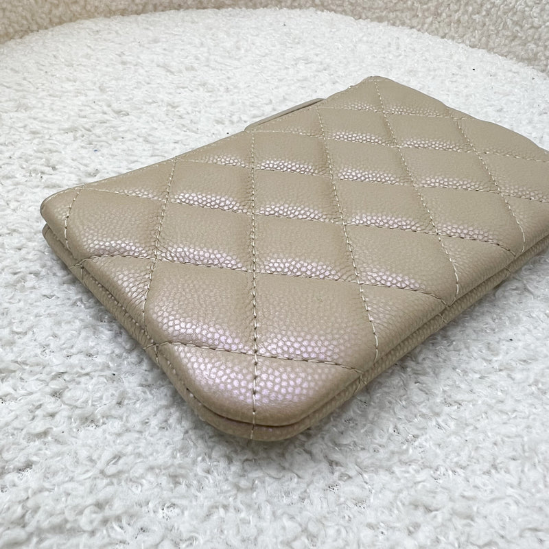 Chanel Classic Mini O Case in 21S Iridescent Beige Caviar LGHW