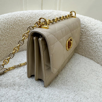 Dior Miss Caro Mini Flap Bag in Powder Beige Macrocannage Lambskin and GHW