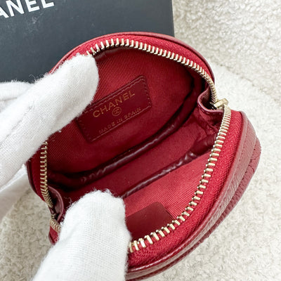 Chanel Round Coin Purse in Burgundy Caviar and LGHW