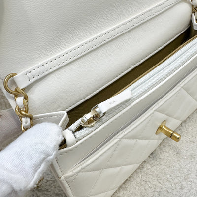 Chanel Pearl Crush Wallet on Chain WOC in White Lambskin and AGHW