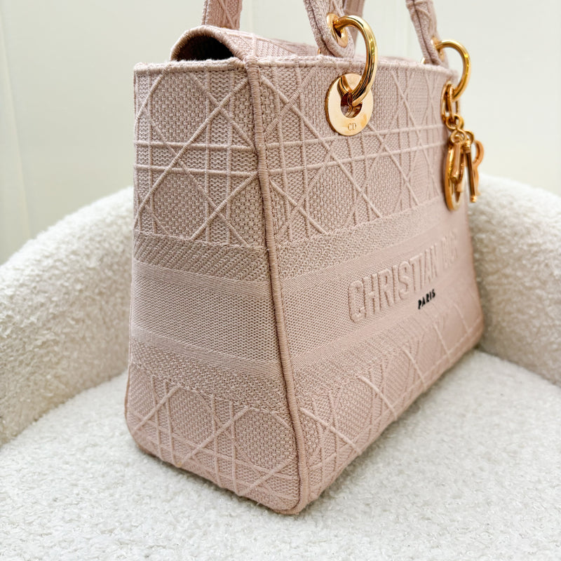 Dior Medium Lady D-Lite in Rosewood Pink Cannage Embroidery and RGHW