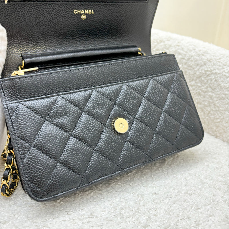 Chanel Classic Wallet on Chain WOC in Black Caviar and GHW